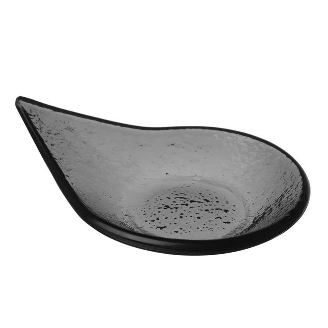 Vetro fingerfood rain drop black glass dish, 80x100mm - hospitality