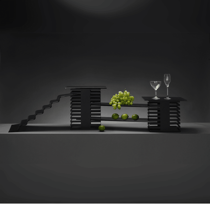 Vetro Seven Step Black Glass Buffet Stairs - Elevates Buffet Presentations With Dramatic Cascading Display - hospitality