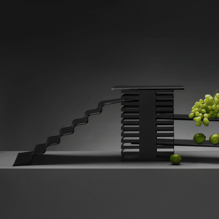 Vetro Seven Step Black Glass Buffet Stairs - Elevates Buffet Presentations With Dramatic Cascading Display - hospitality
