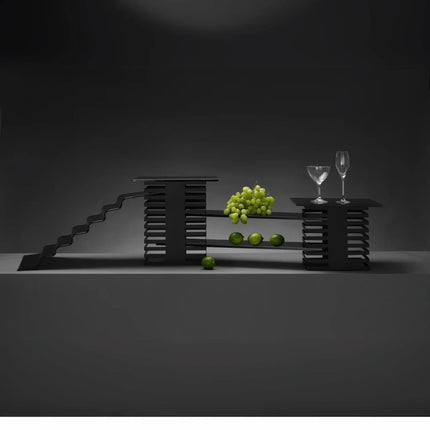 Vetro six-step black glass buffet stairs, 600x455x(H)240mm - hospitality