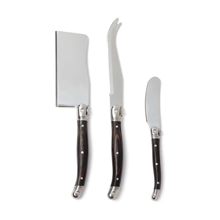 VINGA Gigaro Cheese Knife Set 3 Piece Stainless Steel With Black Pakka Wood Handles Gift Box - hospitality