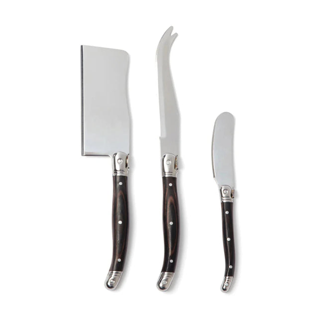 VINGA Gigaro Cheese Knife Set 3 Piece Stainless Steel With Black Pakka Wood Handles Gift Box - hospitality