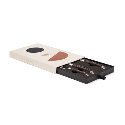 VINGA Gigaro Cheese Knife Set 3 Piece Stainless Steel With Black Pakka Wood Handles Gift Box - hospitality