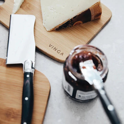 VINGA Gigaro Cheese Knife Set 3 Piece Stainless Steel With Black Pakka Wood Handles Gift Box - hospitality
