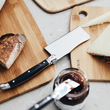 VINGA Gigaro Cheese Knife Set 3 Piece Stainless Steel With Black Pakka Wood Handles Gift Box - hospitality