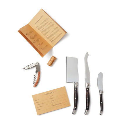 VINGA Gigaro Cheese Knife Set 3 Piece Stainless Steel With Black Pakka Wood Handles Gift Box - hospitality