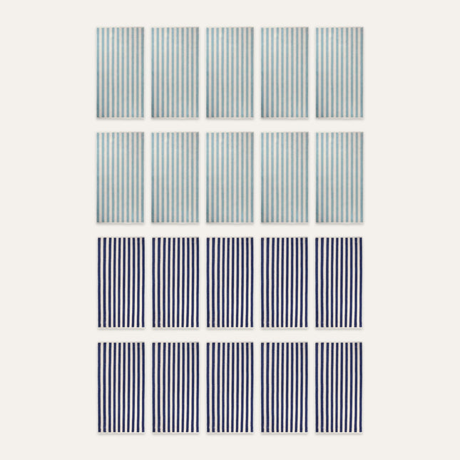 Vinga 'Wild Atlantic Blue' Lagoa Recycled-Cotton Pool Towel Set – 20 Loungers (10 Light Blue, 10 Navy) | Hospitality Trade Pack – what is in the set