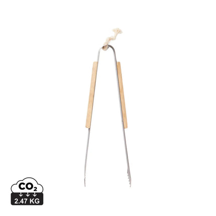 VINGA Paso Collection Grill Tongs In Stainless Steel With Ash Wood Handle For Culinary Artisans - hospitality
