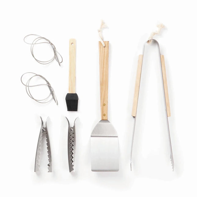 VINGA Paso Collection Grill Tongs In Stainless Steel With Ash Wood Handle For Culinary Artisans - hospitality