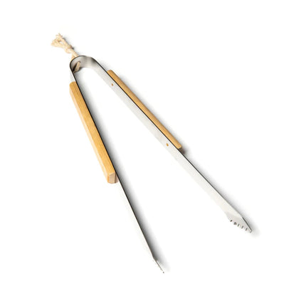 VINGA Paso Collection Grill Tongs In Stainless Steel With Ash Wood Handle For Culinary Artisans - hospitality