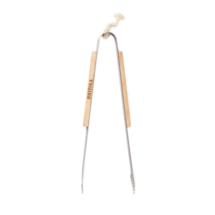 VINGA Paso Collection Grill Tongs In Stainless Steel With Ash Wood Handle For Culinary Artisans - hospitality