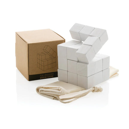 Wooden brain game in canvas pouch - hospitality