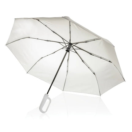 Yara 21" AWARE™ RPET solid colour umbrella with carabiner - hospitality