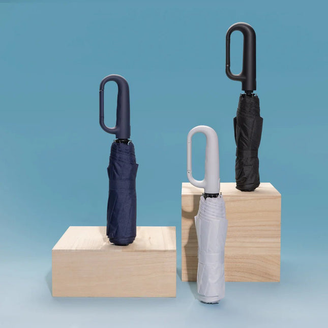 Yara 21" AWARE™ RPET solid colour umbrella with carabiner - hospitality
