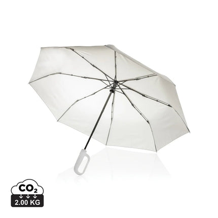 Yara 21" AWARE™ RPET solid colour umbrella with carabiner - hospitality