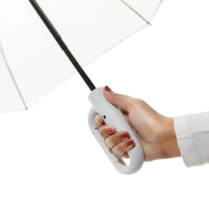 Yara 21" AWARE™ RPET solid colour umbrella with carabiner - hospitality