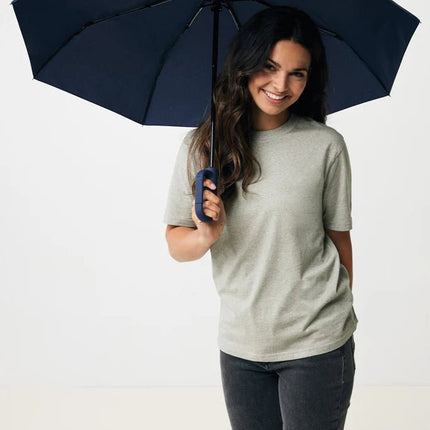 Yara 21" AWARE™ RPET solid colour umbrella with carabiner - hospitality