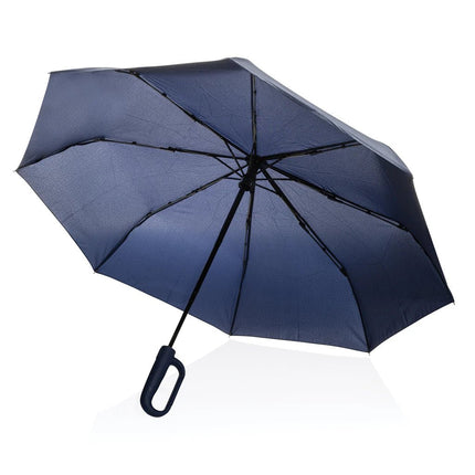 Yara 21" AWARE™ RPET solid colour umbrella with carabiner - hospitality