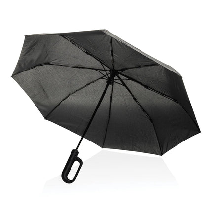 Yara 21" AWARE™ RPET solid colour umbrella with carabiner - hospitality