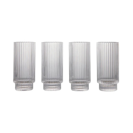 York Collection Highball Glass Set Handcrafted Soda Lime - hospitality