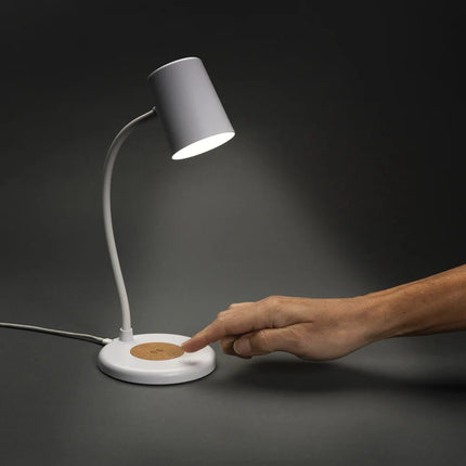 Zenara RCS recycled plastic and cork 15W wireless desk lamp - hospitality