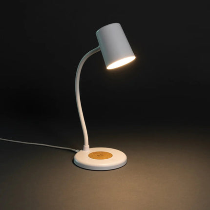Zenara RCS recycled plastic and cork 15W wireless desk lamp - hospitality