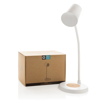 Zenara RCS recycled plastic and cork 15W wireless desk lamp - hospitality