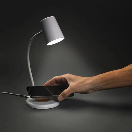 Zenara RCS recycled plastic and cork 15W wireless desk lamp - hospitality