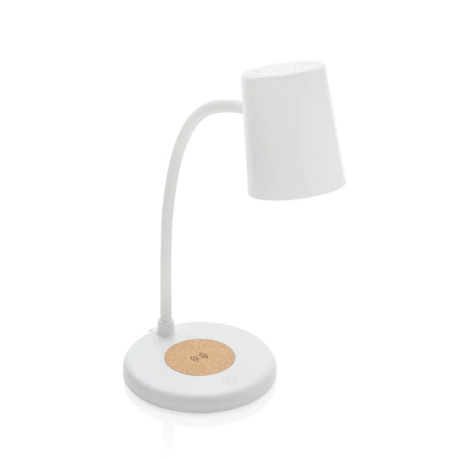Zenara RCS recycled plastic and cork 15W wireless desk lamp - hospitality