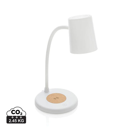Zenara RCS recycled plastic and cork 15W wireless desk lamp - hospitality